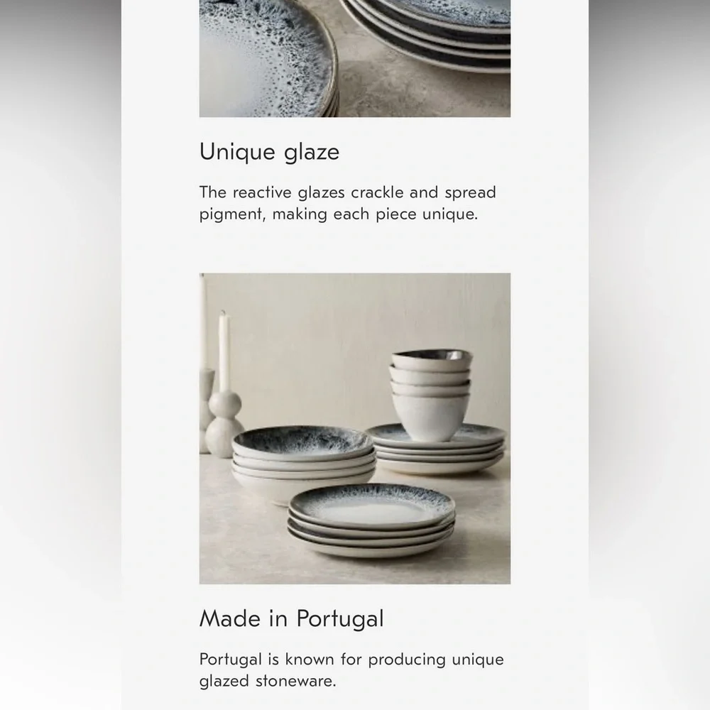 West Elm reactive glaze black white stoneware dinner plate